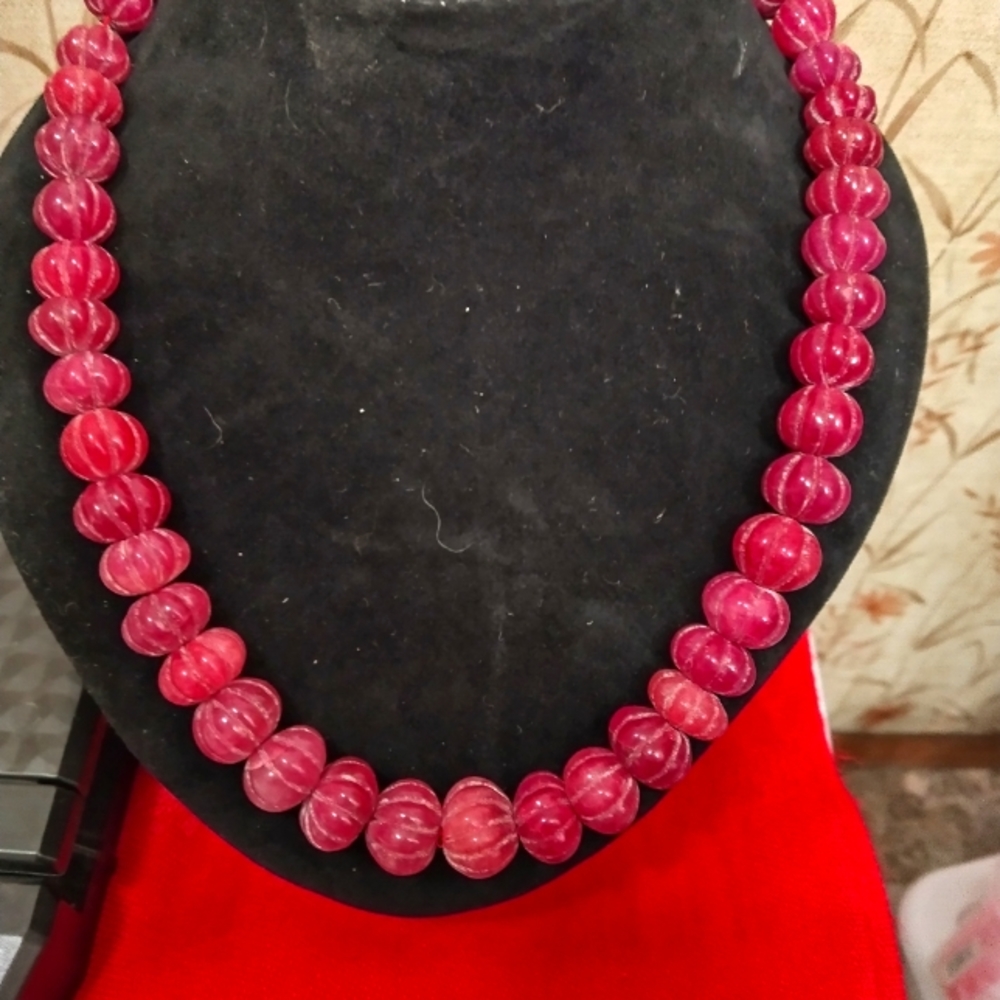 Antique Natural Garnet Beaded Necklace
